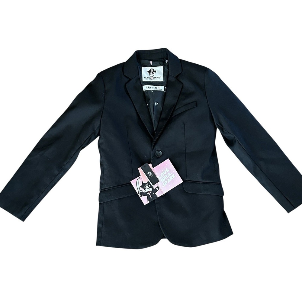 Black n Bianca‎ Boys Blazer Size 12 Black Formal Suit Jacket New NWT